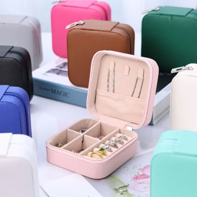 Wholesale Custom Logo Luxury Square Zipper Closure Jewelry Packaging Gift Storage Box for Pearl Necklace Bracelet
