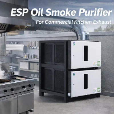 Eectrostatic Precipitator Kitchen Smoke Purifier Chimney BBQ Smoke Filter Electrostatic Carbon Steel 98% Purify Efficiency