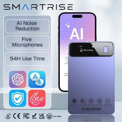 Card Magnet Digital AI Voice Recorder ChatGPT Dictaphone Note Taker Voice Text MP3 5 Mic 360 Noise Reduction 152 Languages