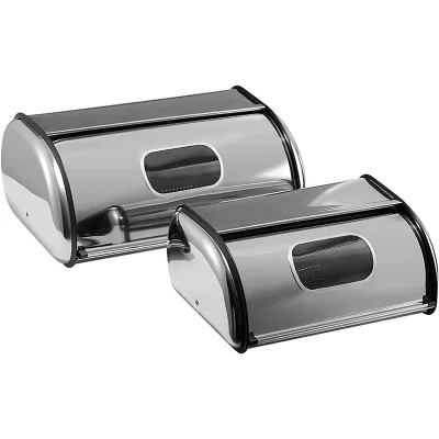 Factory Direct Sale Stainless Steel Bread Box with Transparent Window,metal Bread Box