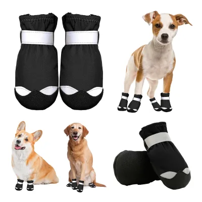 Medium-Size Dog Sport Rain Boots Warm Waterproof Leather Foot Covers Animal Pattern Classic Breathable Pet Rain Gear for Summer