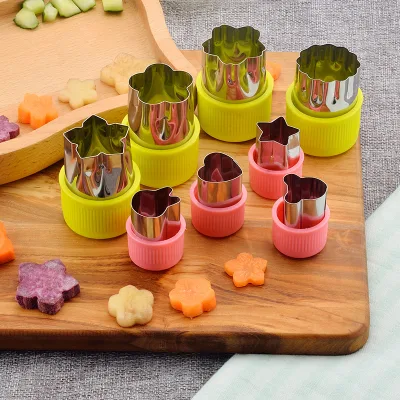 Food Grade pink Green Wholesale Custom Made Mold Stainless Steel Round Vegetable Cookie Cutter Set with Plastic Handle