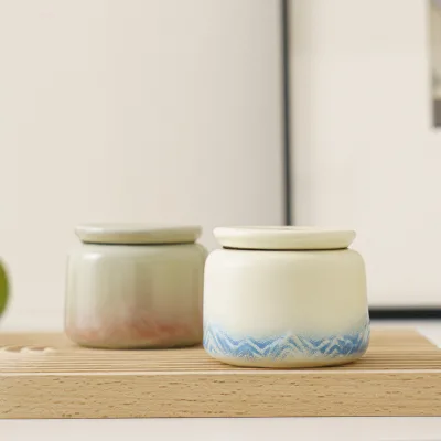 Yuanshan Ceramic Tea Jar Small Dried Fruit Storage Tank Black Tea Sealed Jar Chinese Small Tea Canister