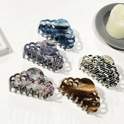 DOWELL Customized Brown Geometric Hair Clip Bulk Acetate Women's Hairdo Tie Back Hair Women's Head Hair Clip
