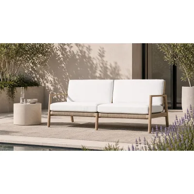 Luxury Handcrafted Mid Century Outdoor Teak Loveseat All Weather Wicker Patio Furniture with Quick Dry Cushion