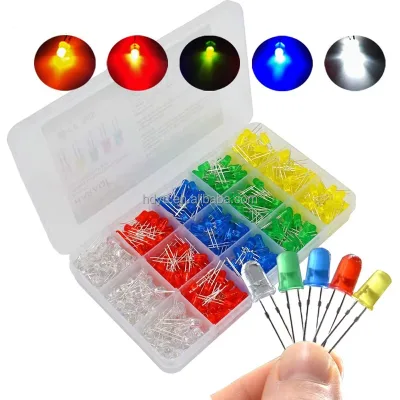 F5 5MM LED Boxed Light Emitting Diodes 500 PCS Per Color 100 PCS 5 Colors Total 500PCS