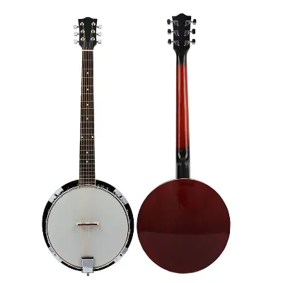 Factory OEM 6-string drum skin sapele banjo with 18 Brackets cheap banjo Paint gloss
