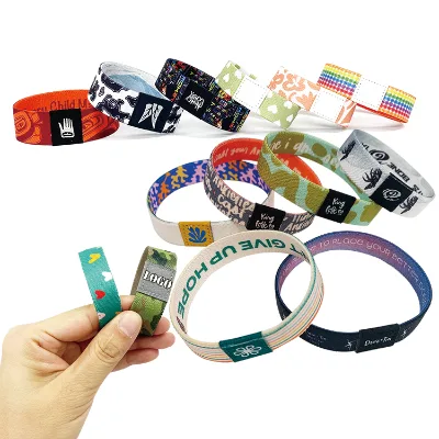 Custom Personalized Printed Logo Elastic Fabric Printed Logo Fashion Charm Elastic Wristband Bracelet