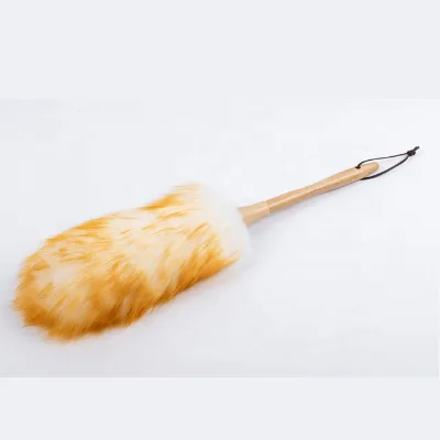 Natural Household Dusting Broom for Sofa Furniture Pure Lambs Wood Handle Wool Duster