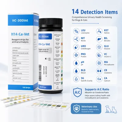 Animal Clinic Fast Reading Specific Gravity Acidity Urine Dipstick Diagnostic Kit with Color Chart for Pet Urine Testing OEM