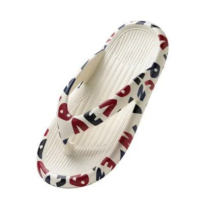 7784 Women's flip flops for summer wear, with a thick bottom that feels like stepping on feces and prevents odor