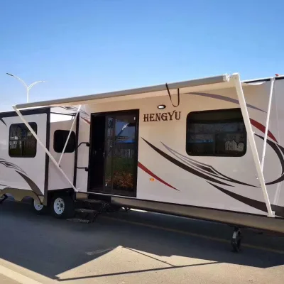 High Quality American Style RV Awning Manual 3.5*2.5m Motorhome Awning White and Gray Camper Awning