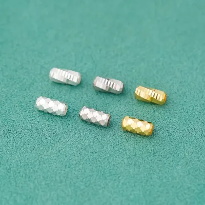 6.4*3.2mm Shiny S925 Sterling Silver Gold Platinum Straight Cut Tube Beads for DIY Bracelet Necklace Jewelry Making