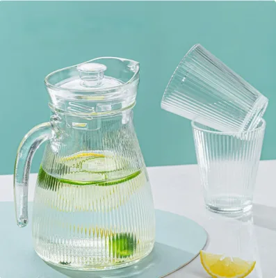 High-end Classic Transparent 1L Glass Jug Glass Handle Lid-Equipped Thickened Lead-Free Eco-Friendly Dishwasher Safe Pitcher