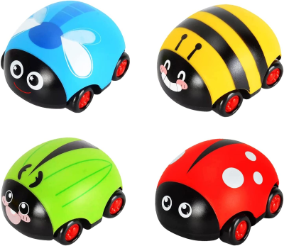 Pull Back Cars Toys Cartoon Mini Friction Ladybug Car Forward and Backward Beetle Car Friction Powered Vehicle Play Set