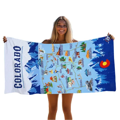 High Quality Eco-Friendly Luxury Modern Adult RPET Recycled Microfiber Beach Towels Custom Logo High Absorbent Quick Dry Swim