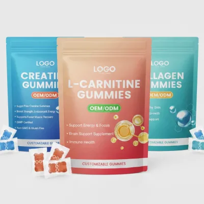 Wholesale Fitness Gummies L-Carnitine + Collagen + Creatine Gummies Workout Energy Gummy for Boost Stamina & Performance in Bags