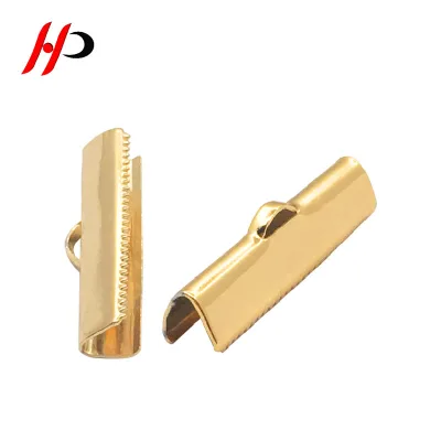 Wholesale Brass Cord Lock Stopper Metal Crimp End Fold Eco-Friendly Nickel-Free DIY Jewelry Making Bracelet Rectangle 5.5x25mm