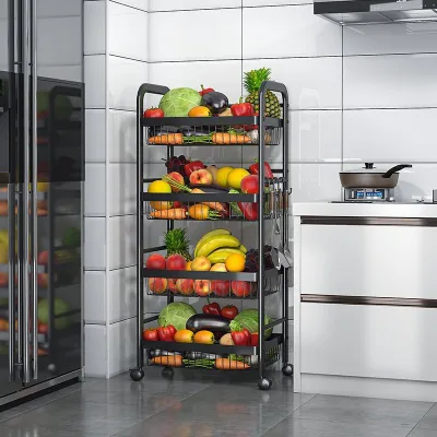 Kitchen Vegetable Basket with Multi-level Storage Rack, Movable and Multi-functional Small Cart for Storing Fruits and Vegetable