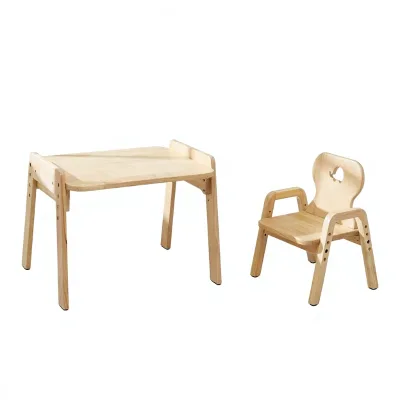 High Quality Modern Montessori Children's Table Chair Set Bear Design 100% Solid Wood Eco-Friendly Dining Living Room Diaper