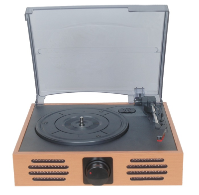 Old Fashioned Record Player With Stereo Speakers