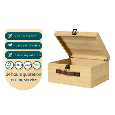 Factory Custom Bamboo Boxes Wholesale Retro square Storage Container Bamboo Lid Storage Box