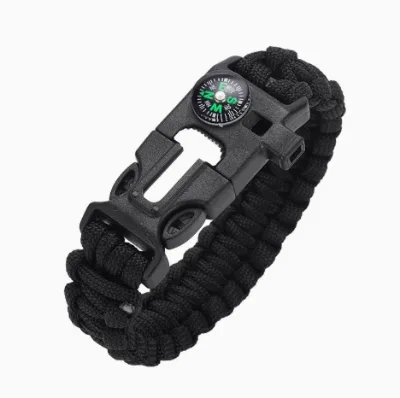 New High Decibel Whistle Bracelet New Portable Compass Outdoor Tactical Multi Functional Survival Flint Fire Starter Bracelet