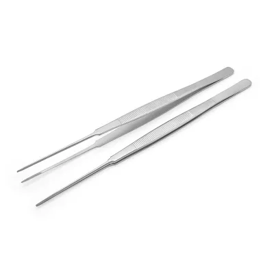 Medical Straight Long Auxiliary Material Surgical Forceps Teeth Large Size 27.5cm Pointed Narrow Tissue Stainless Steel