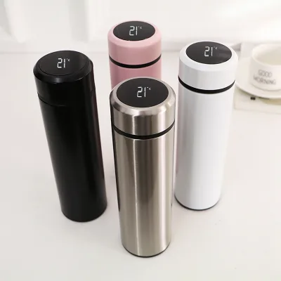 2025 News Arrivals 500ml Double Wall Stainless Steel Insulated Intelligent Water Bottle Screen Touch Temperature Display