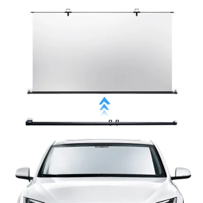 Manual Retractable Iron Tube Windshield Curtain Car Umbrella Folding Design Hanging Option Reflective Cooling Interior Use