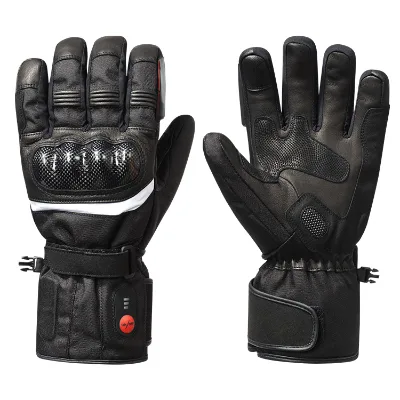 Best Sell Custom Winter Waterproof Ski With Screen Touching Usb Leather Heated Gloves