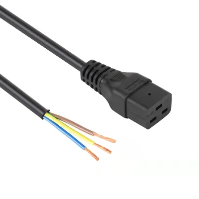 C19 Right Angle to Free End Power Cable 250V 13A VDE Approved SJTW SJT 3-Wire Power Cords Extension Cords