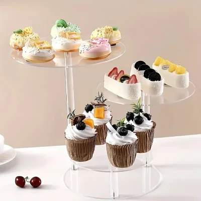 Clear 3-Tier Acrylic Cake Stand Eco-Friendly Multi-Layer Dessert Display Rack for Wedding Birthday Party Bakery Decoration