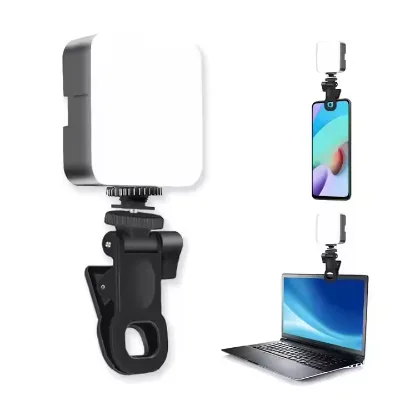 Portable Selfie Light Clip on Phone LED Rechargeable Adjustable 3 Colors Rgb Light Mini Portable Selfie Light