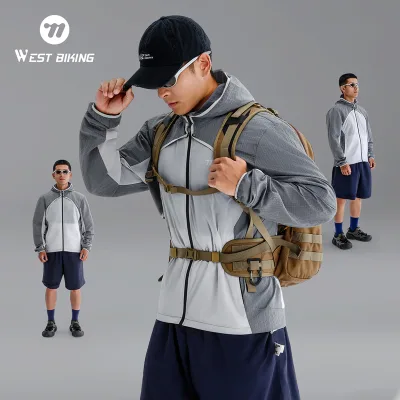 WEST BIKING Sun Protection UPF50+ Long Sleeved Detachable Cycling Vest Jersey Outdoor Sports Cycling Mountaineering Clothing