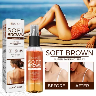 EELHOE Streak-Free Quick Dry Refreshing Summer Beach Natural Bronze 2-Phase Super Instant Soft Brown Tanning Oil Spray