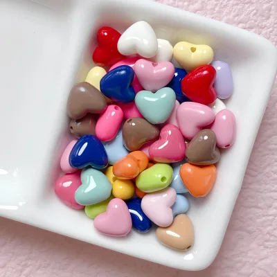 Wholesale Colorful 30pcs/bag Baked-paint Acrylic Chubby Heart Beaded DIY Phone Charm Accessories and Materials