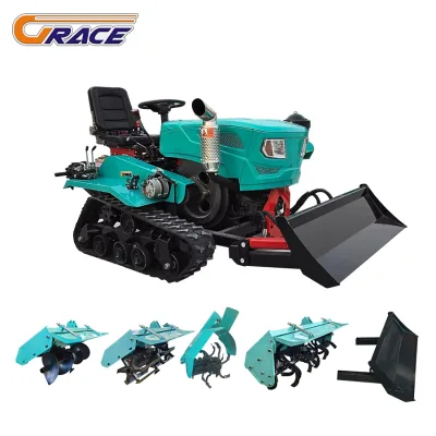 Small Crawler Tractors Garden Tiller Cultivator with Strawberry Field Ridger Ridge Making Machine