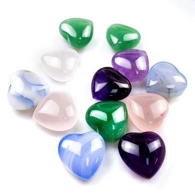 20mm Crystal Gemstone Hearts 2 cm Rose Quartz Heart 0.8 Inch Rock Polished Heart Stone