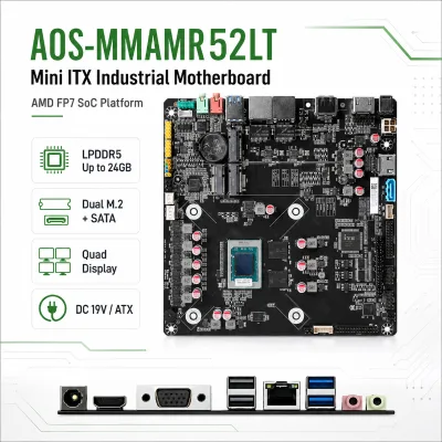 Mini ITX Desktop Industrial Motherboard AMD for 5 7535HS 7640HS 7940HS LPDDR5 24GB SATA Integrated Graphics Single Channel New