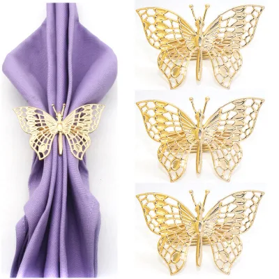 Wedding and Holiday Napkin Holder Gold Metal butterfly Napkin Ring
