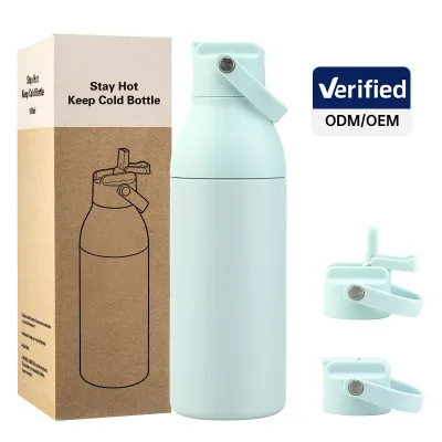 New 2-in-1 Convertible Water Bottle 17oz Adult Sport Flask 14oz Kids Cup Vacuum Insulated Stainless Steel Bottle for Travel