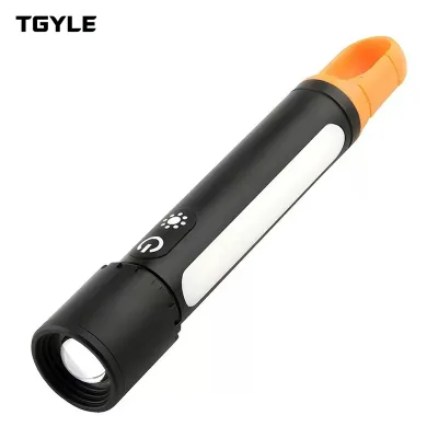 LED ABS Flashlight with Strong Light Zoom Function Portable Design for Camping Use Long Battery Life Charging Capable