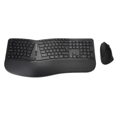 Ergonomic Wireless Keyboard and Mouse Combo with Adjustable Palm Rest and Membrane Low Profile Keys For Office