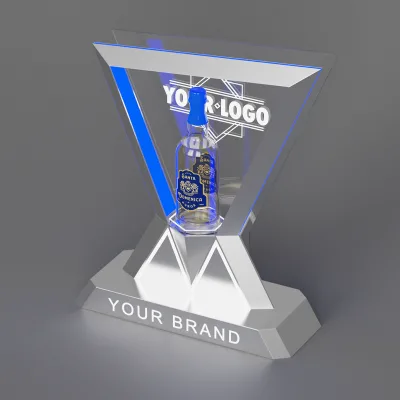Luxury Led Liquor Bottle Display Led Bottle Presenter Acrylic Bar Vip Serving Tray Single Champagne Presenter