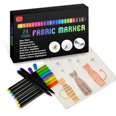 KHY No Bleed Washable 20Pcs 40 Fabric Marker Pens Set