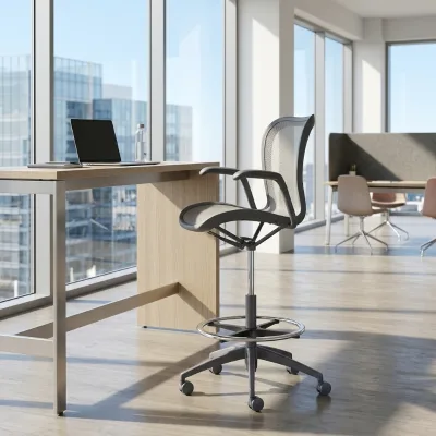 Foshan Modern Adjustable Foldable Mesh Office Bar Stool Swivel Commercial Home Office School