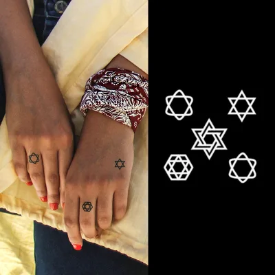 Small Finger Hand Design Temporary Tattoo Sticker Customizable Heart Waterproof 15-day Juice Ink Tattoo for Men