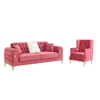 Winforce OEM ODM 2024 Modern Design Luxury Sofa Sets Button Tufted Velvet 3 Seater Sofa Living Room Furniture