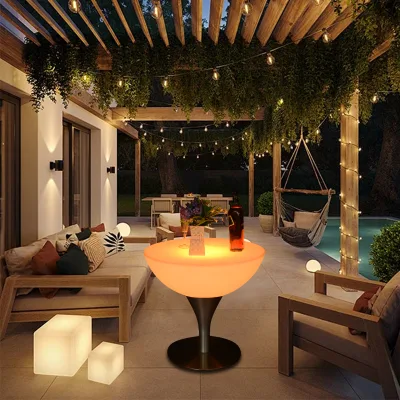 Low Height LED Bar Table 56cm LED Bar Furniture Color Changing for Patio Home Garden Cocktail Tables for Events